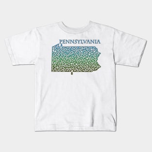 State of Pennsylvania Colorful Maze Kids T-Shirt